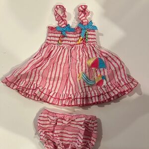 Good Lad Pink Striped Dress with Blue Accents